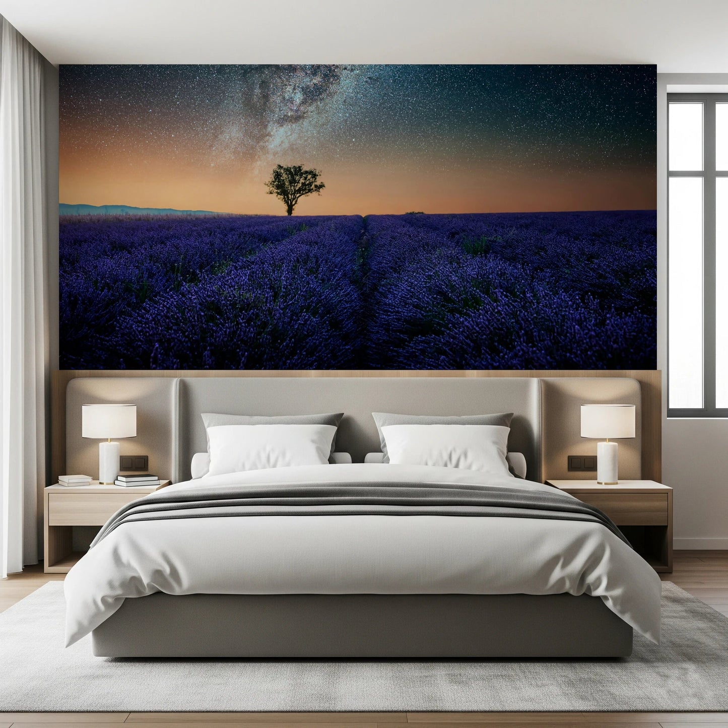 Deep blue sky wall mural adds calm mood