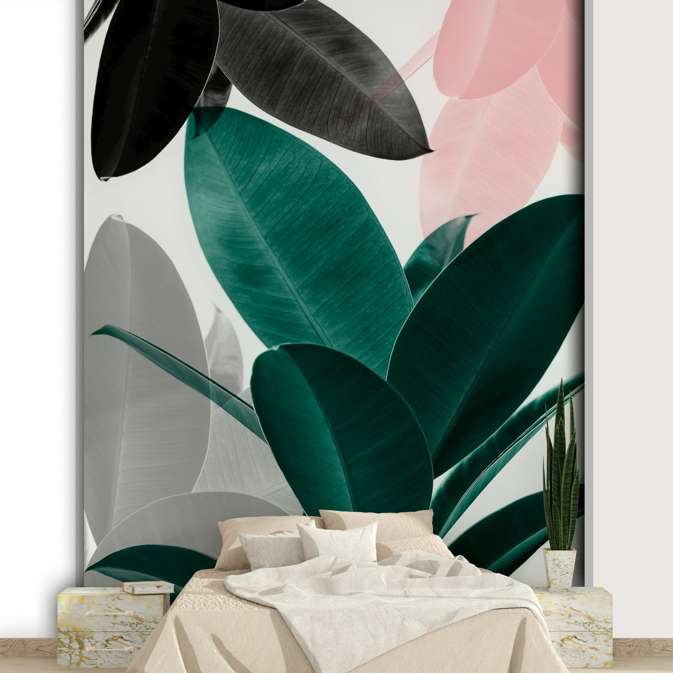 Artistic depiction of leaves in motion.

