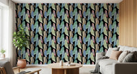 Pastel jungle flora aesthetic for interior architectural elements.