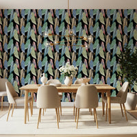 Leafy Abstraction Tropical Pastel Leaves Wallpaper pattern art.