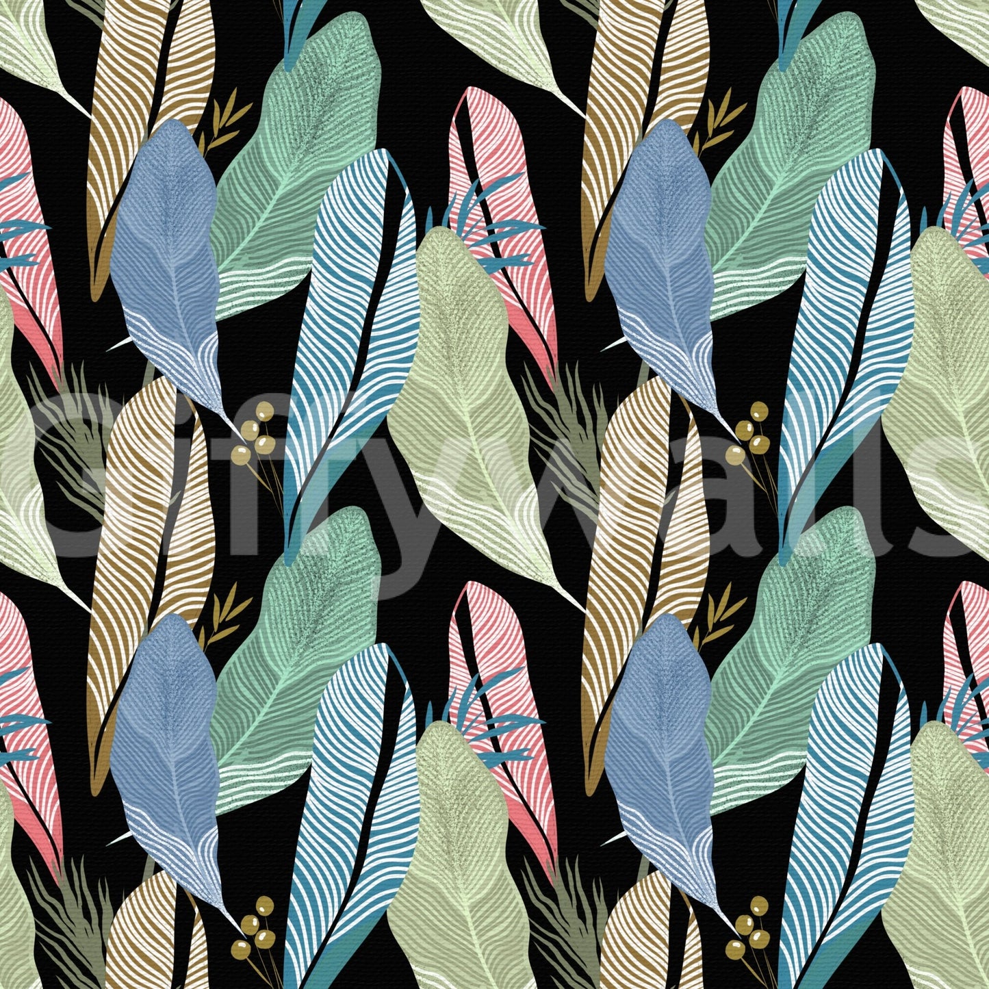 Vibrant pastel leaf illustration interior backdrop.