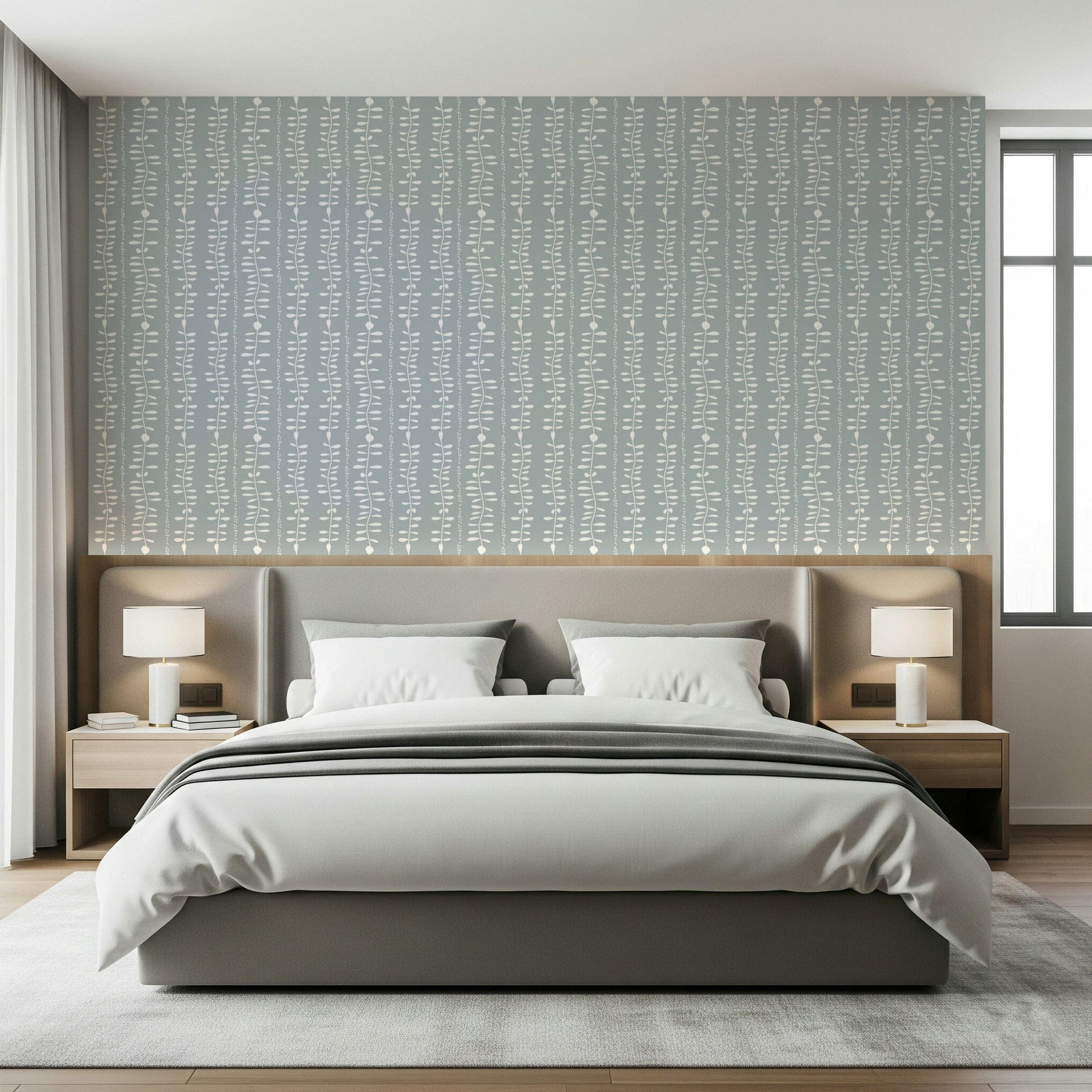 Scandi style Leaves Cascade wallpaper for walls home decor.
