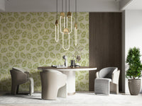 Spring Foliage Wall Mural – Decorative mural with soft, layered green leaves evoking early spring growth.