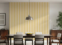 Minimalist Lemon Gilded Stripes Wallpaper with clean vertical lines.