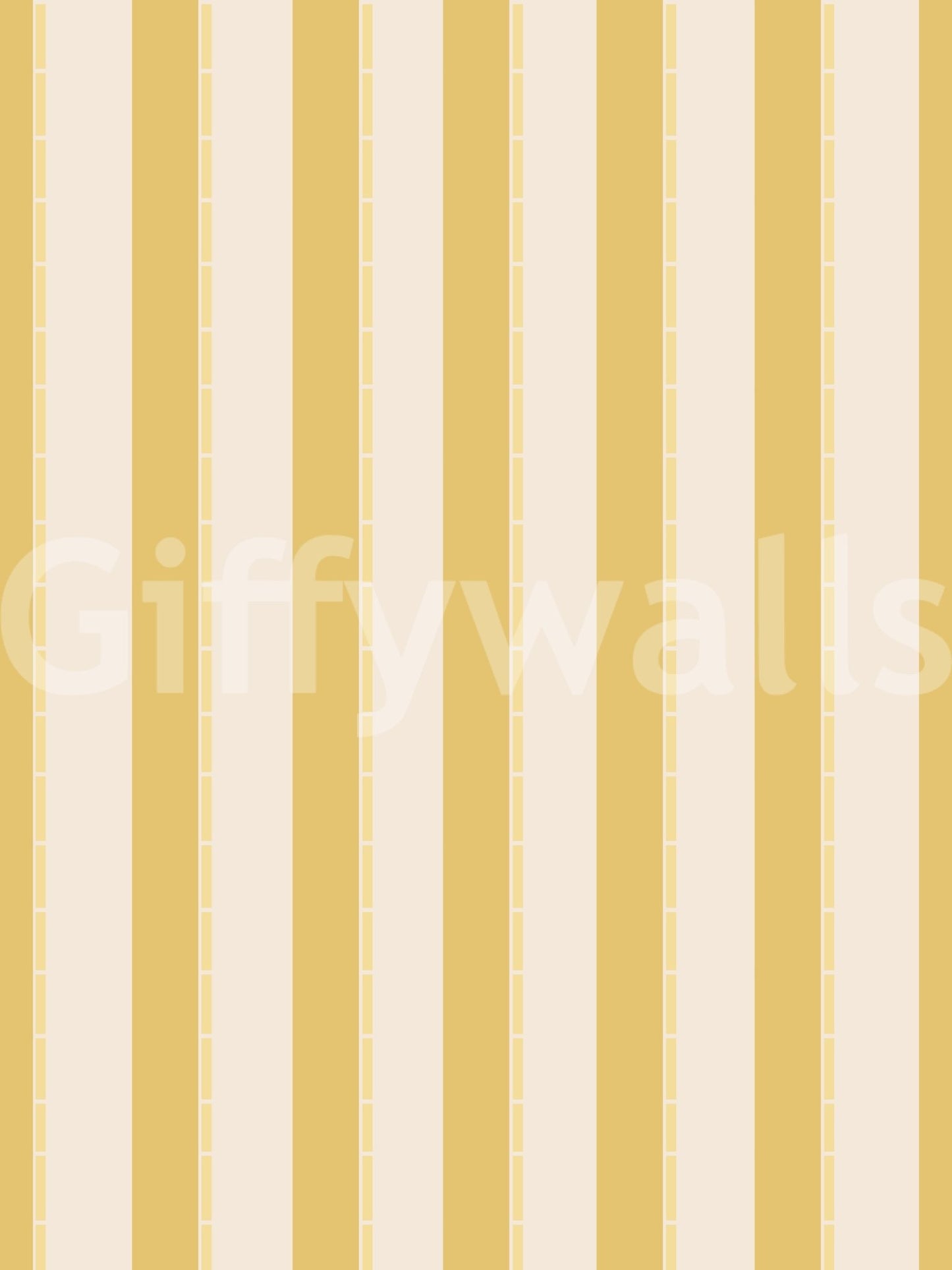Lemon Gilded Stripes Wallpaper with thin white accent borders.