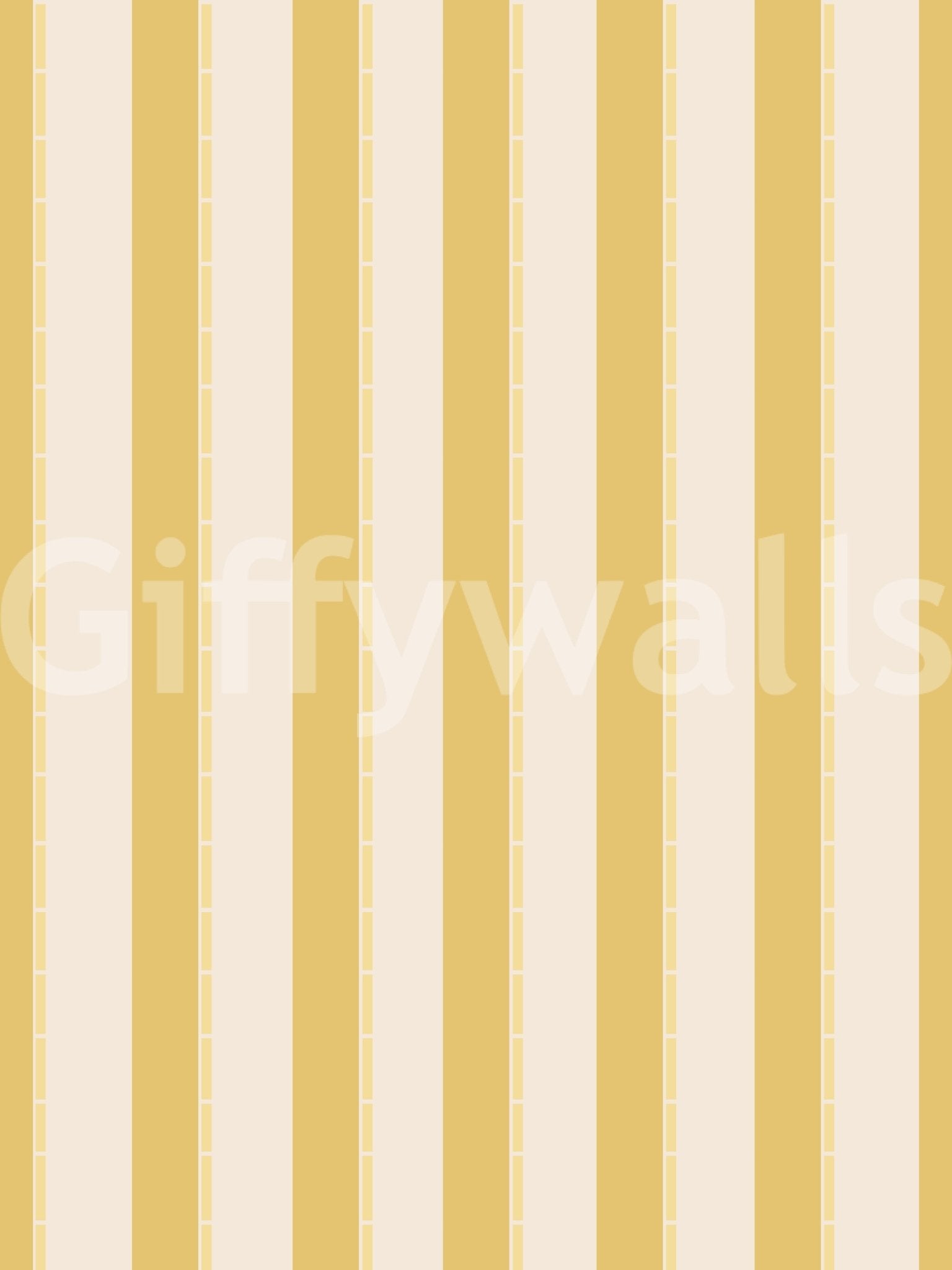 Lemon Gilded Stripes Wallpaper with thin white accent borders.