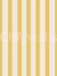 Lemon Gilded Stripes Wallpaper with thin white accent borders.