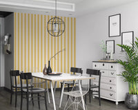 Durable Lemon Gilded Stripes Wallpaper for high-traffic areas.