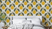 Lemon Grove faux tile wallpaper with bright yellow tiles

