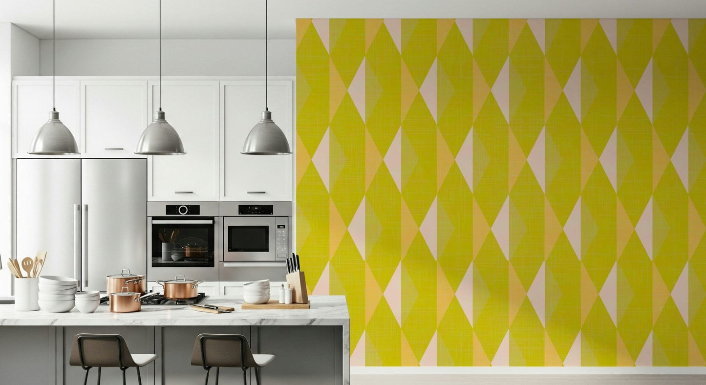 Lemon Rhombus mesmerizing geometric structure wall mural