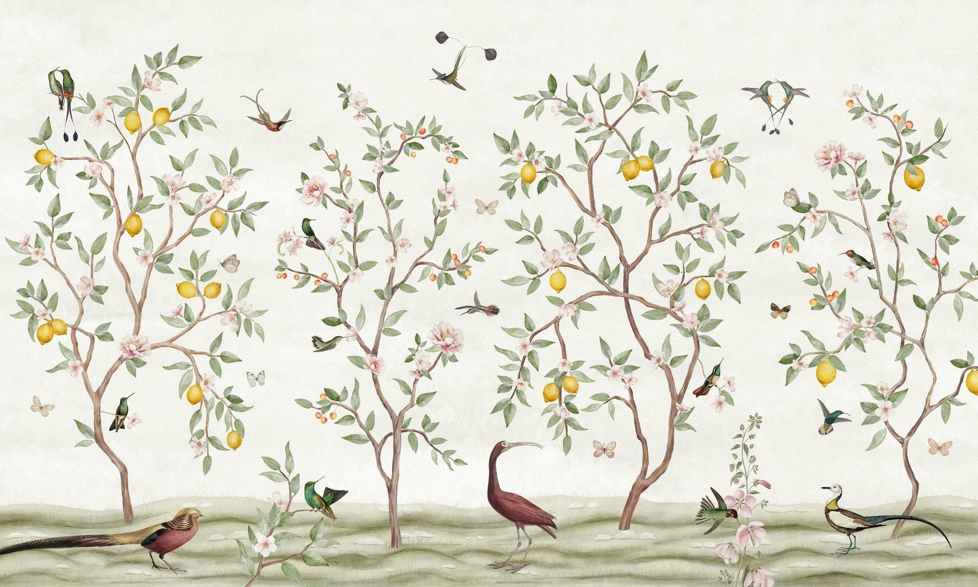 Lemon Tree Chinoiserie Design Wallpaper for Walls in your room — zoomed