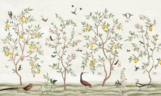 Consulté de conception de chinoiserie au citronnage pour murs