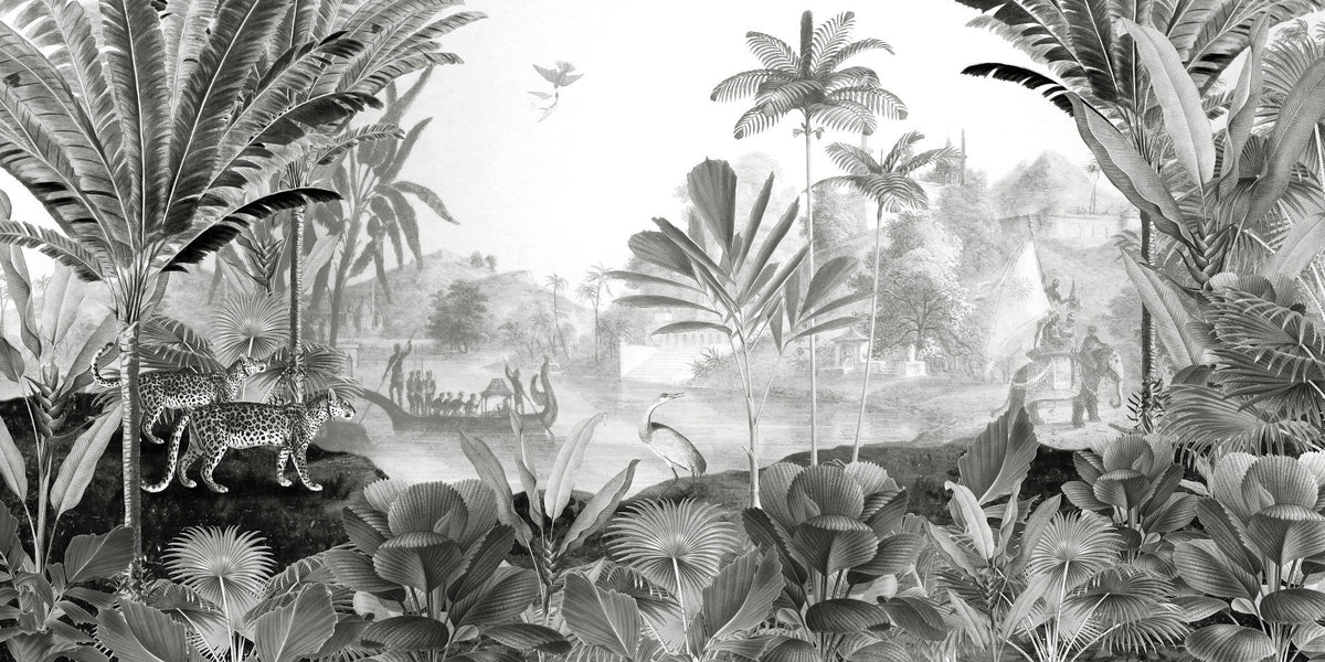 Black and White Leopard Landscape wallpaper for walls in your room