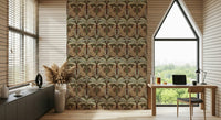 Leopard’s Eden mural in nursery feature wall, calm green color and plant motifs