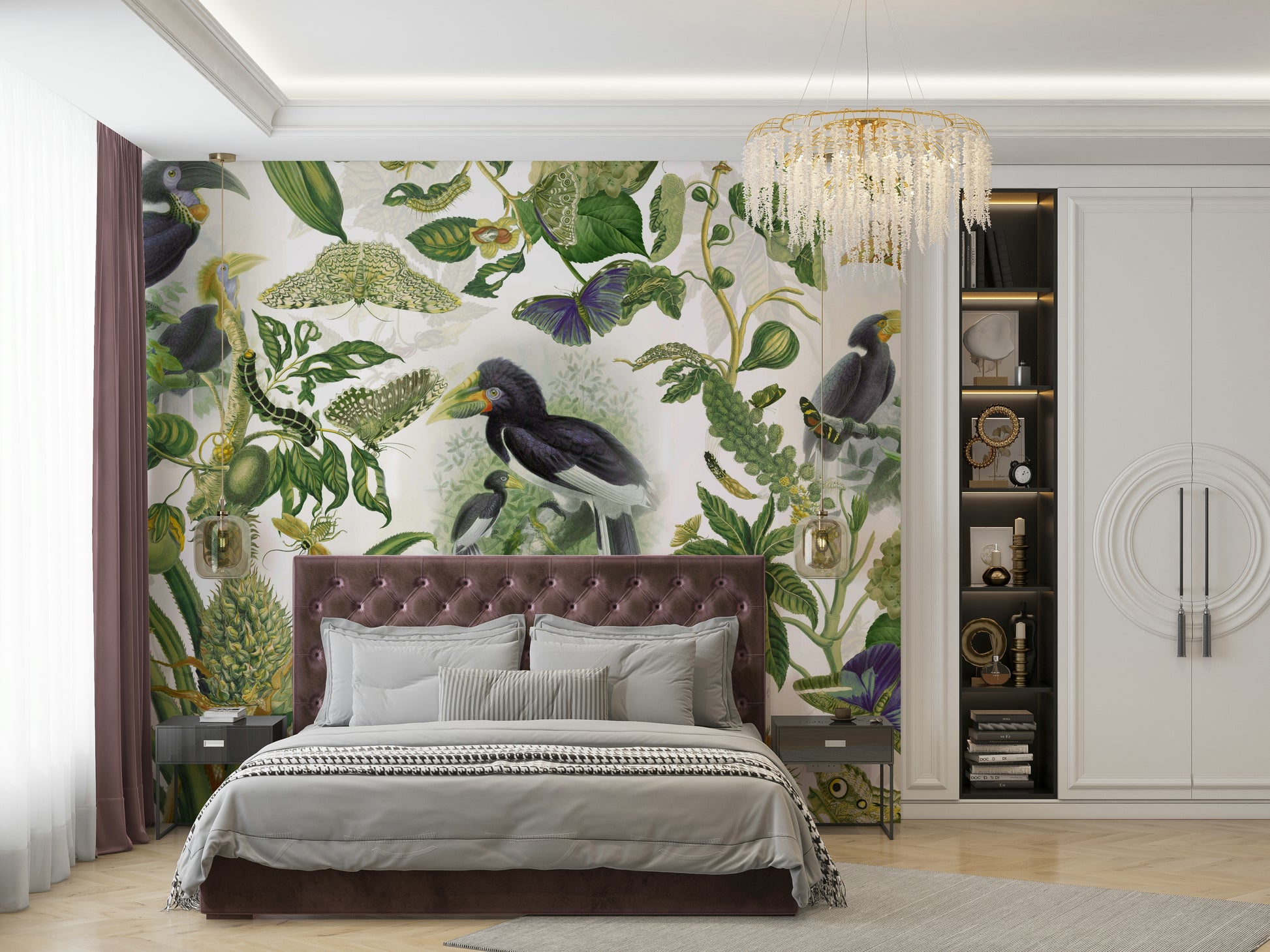 Green foliage wallpaper design

