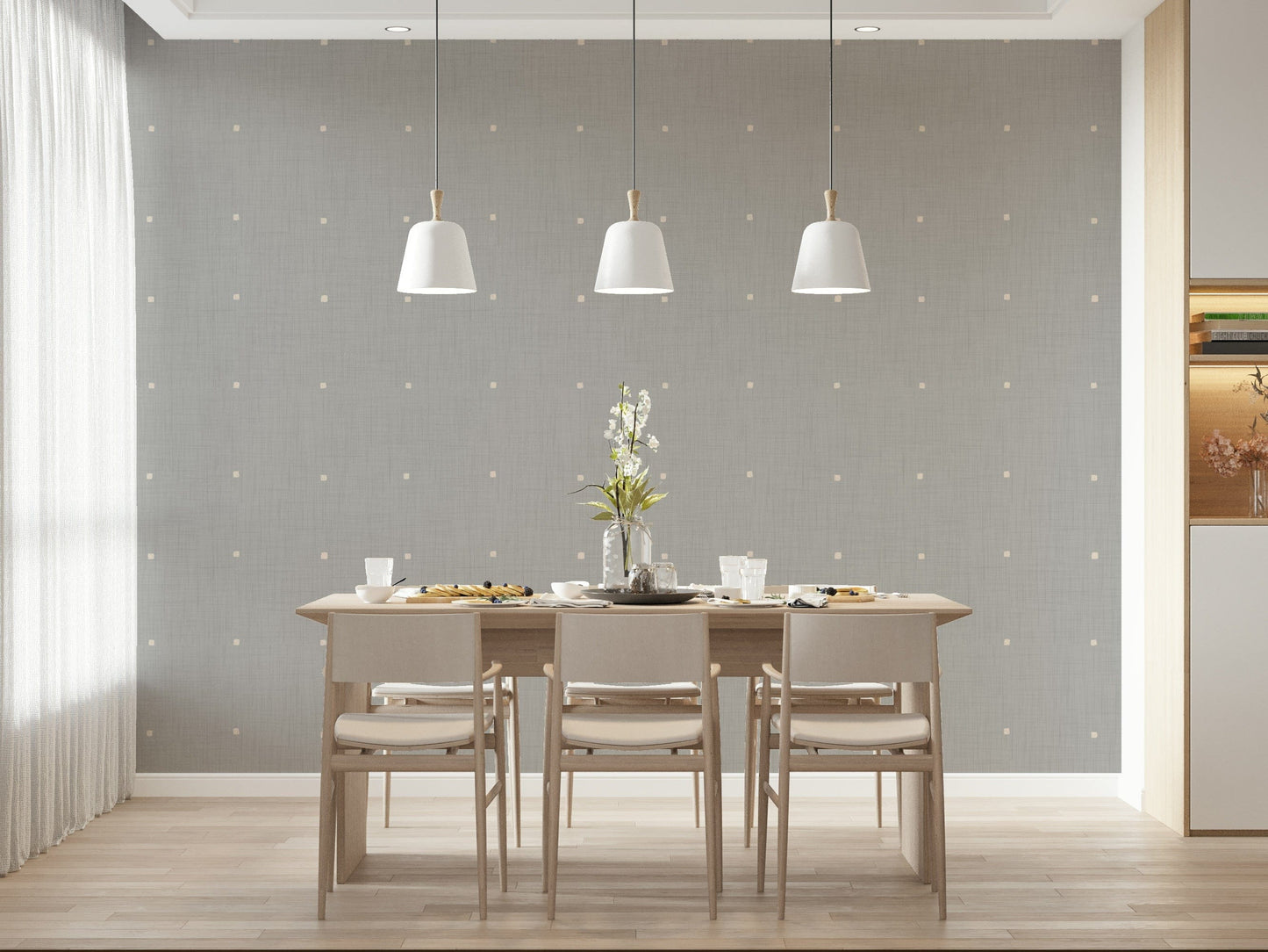 Pale ash grey Subtle Squares Light Grey wall decor delicately flecked fibrous material