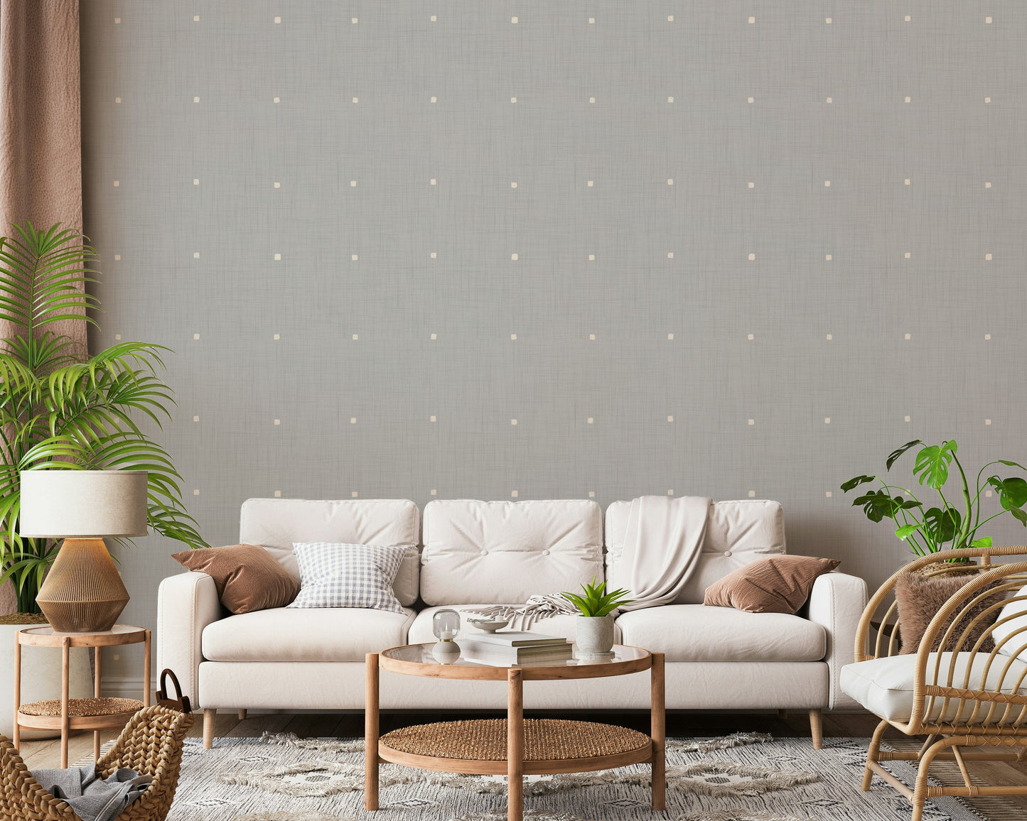 Textured plaster look Subtle Squares Light Grey wall mural serene modern interior