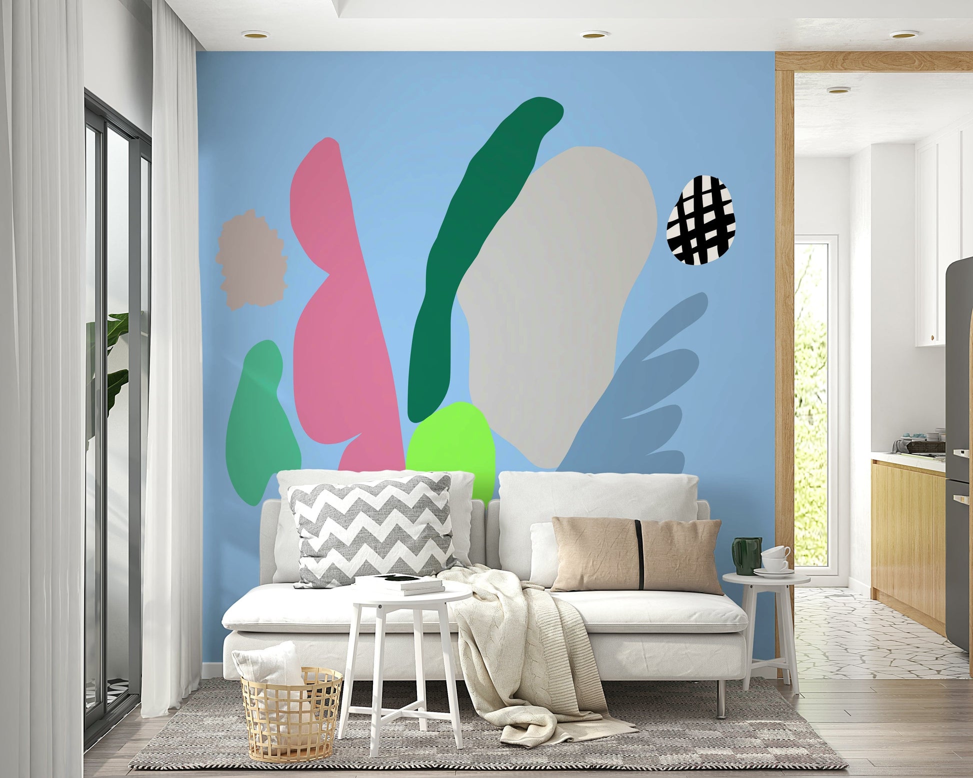 A beautiful wide-angle wall mural of a soft vista.

