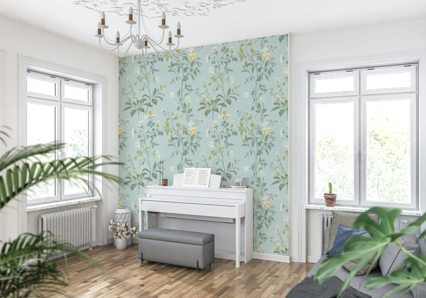 Light Botanical Wallpaper – Gentle pastel tones with airy botanical designs for a soothing and elegant wall feature.