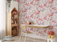 Elegant flamingo wallpaper in light pink
