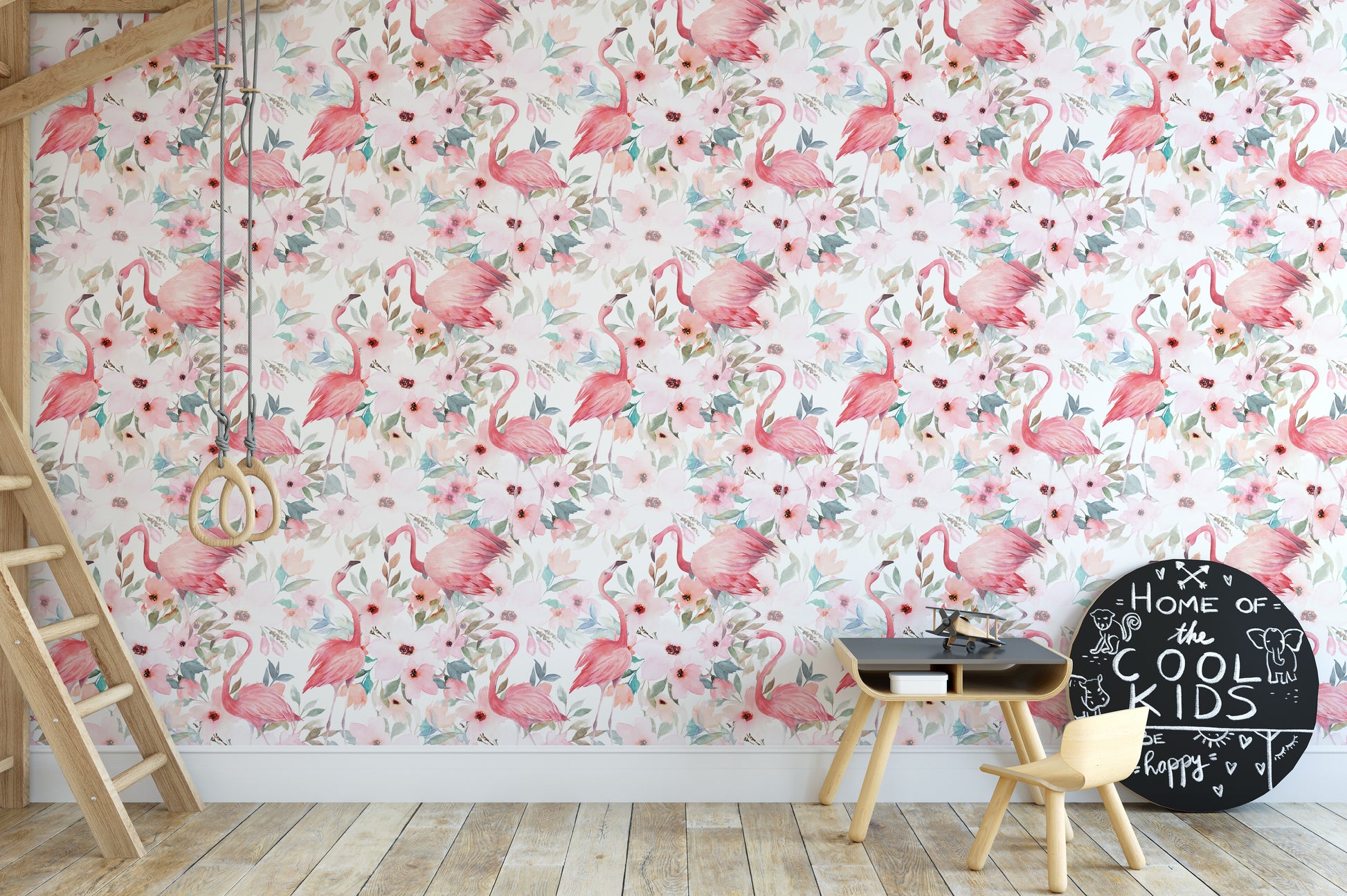 Light pink flamingo wall mural style
