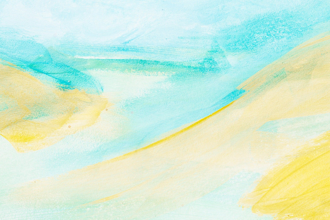 Blue Yellow Watercolor Brushstrokes Wallpaper Mural