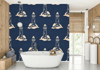 Coastal mural with vintage charm
