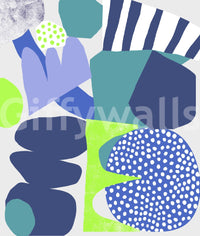 Abstract collage aesthetic on the Lil Blue Wall Mural layout