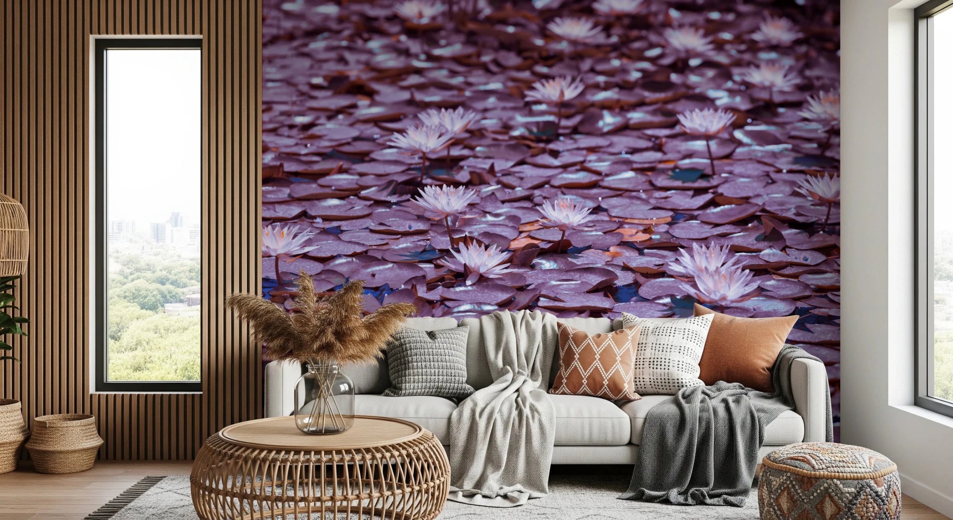 Lilac Lotus Pond Wall Mural