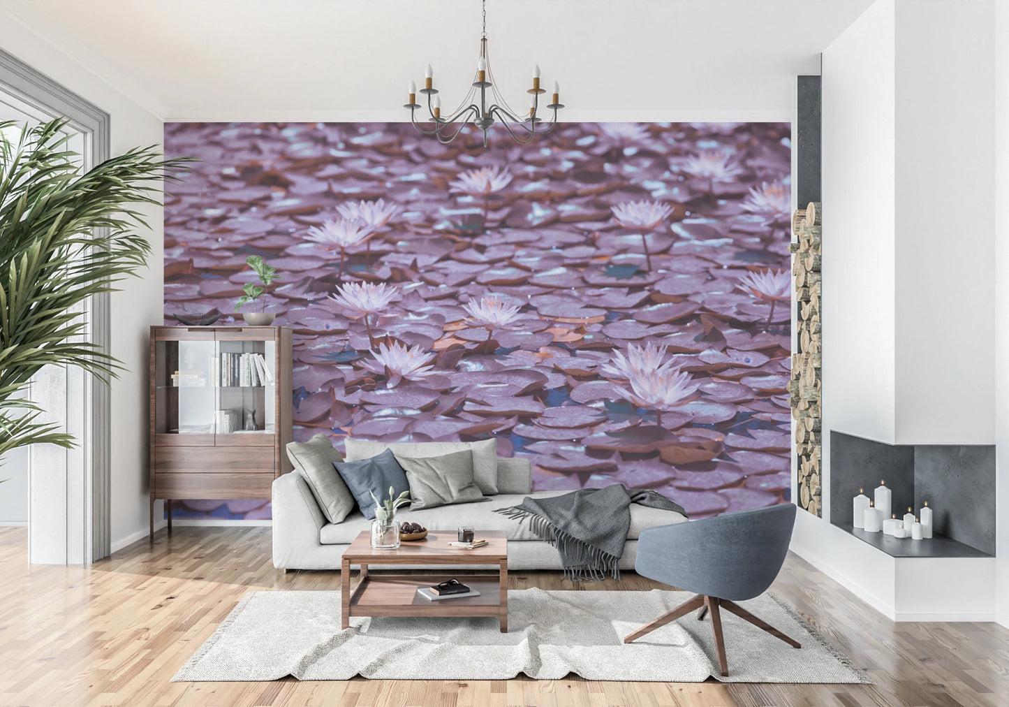 Lilac Lotus Pond Wall Mural