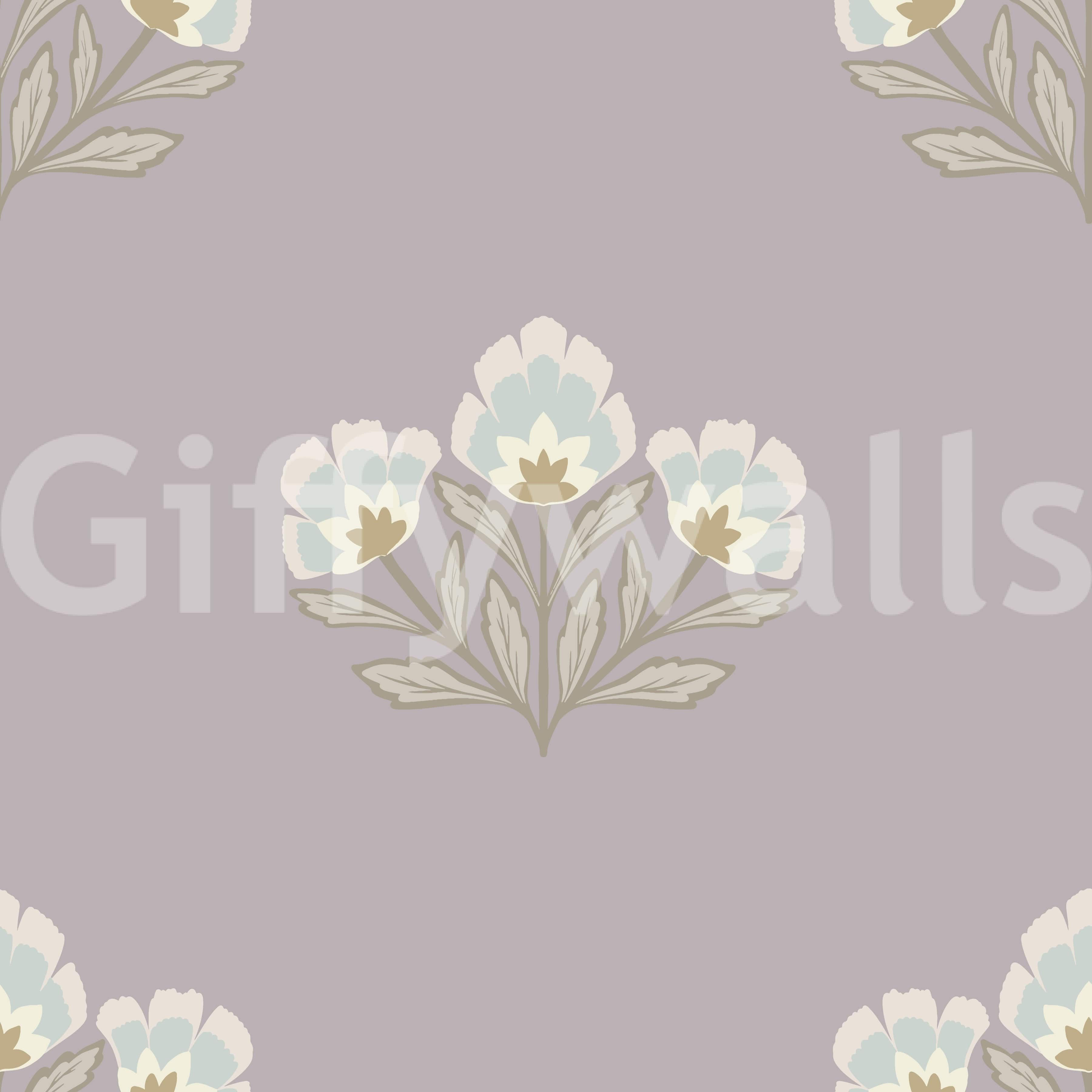 Sophisticated Lilas Bloom design, bespoke drawing room wall mural, ambient style.