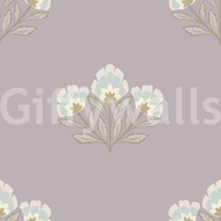 Sophisticated Lilas Bloom design, bespoke drawing room wall mural, ambient style.
