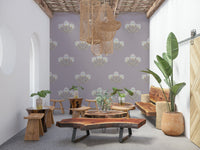 Decorative floral wallpaper, vintage inspired pattern, gentle color palette.