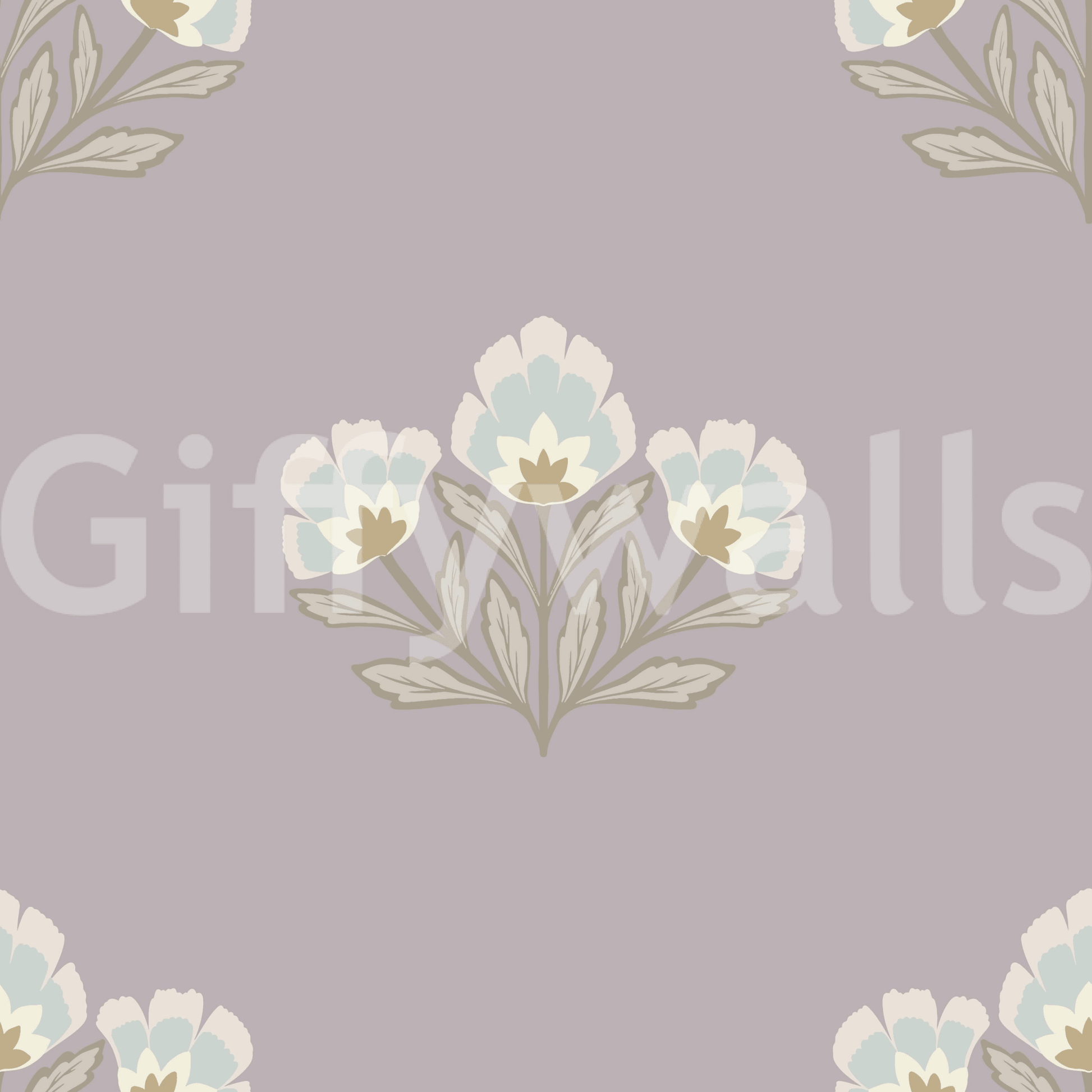 Sophisticated Lilas Bloom design, bespoke drawing room wall mural, ambient style.