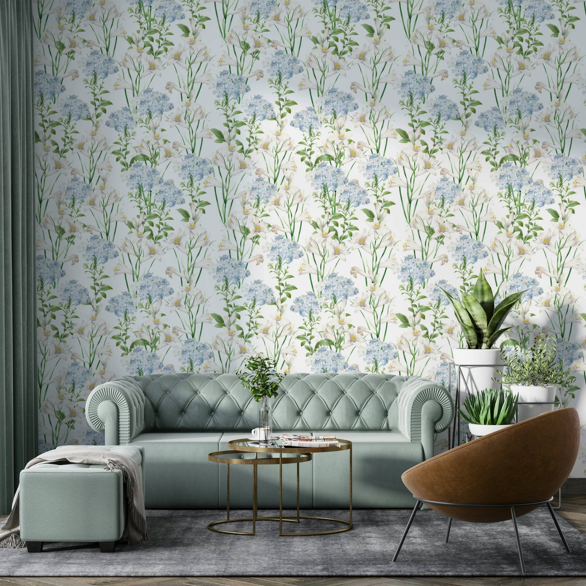 Subtle and bright wallpaper on a wall

