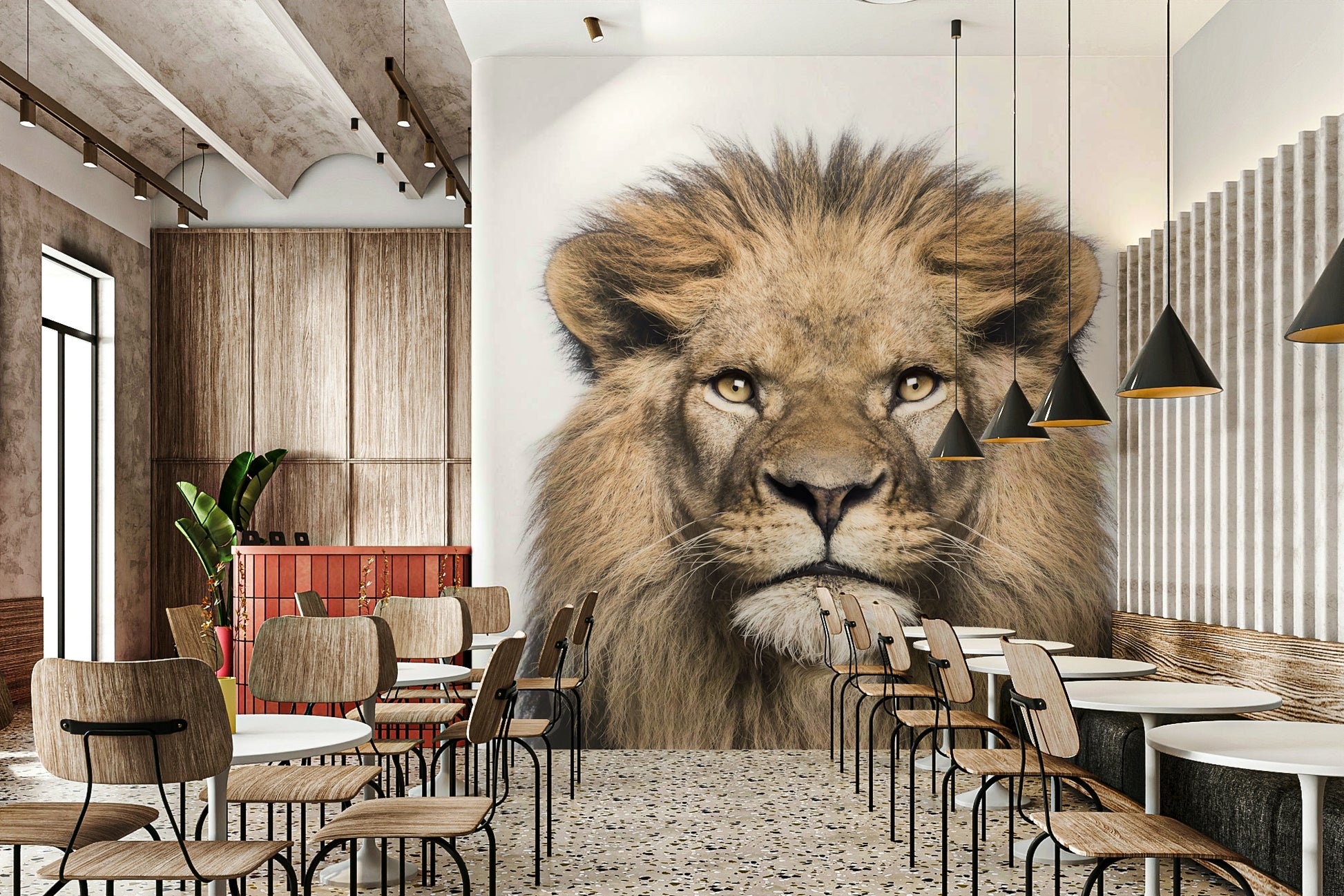 Monochrome lion wallpaper mural print


