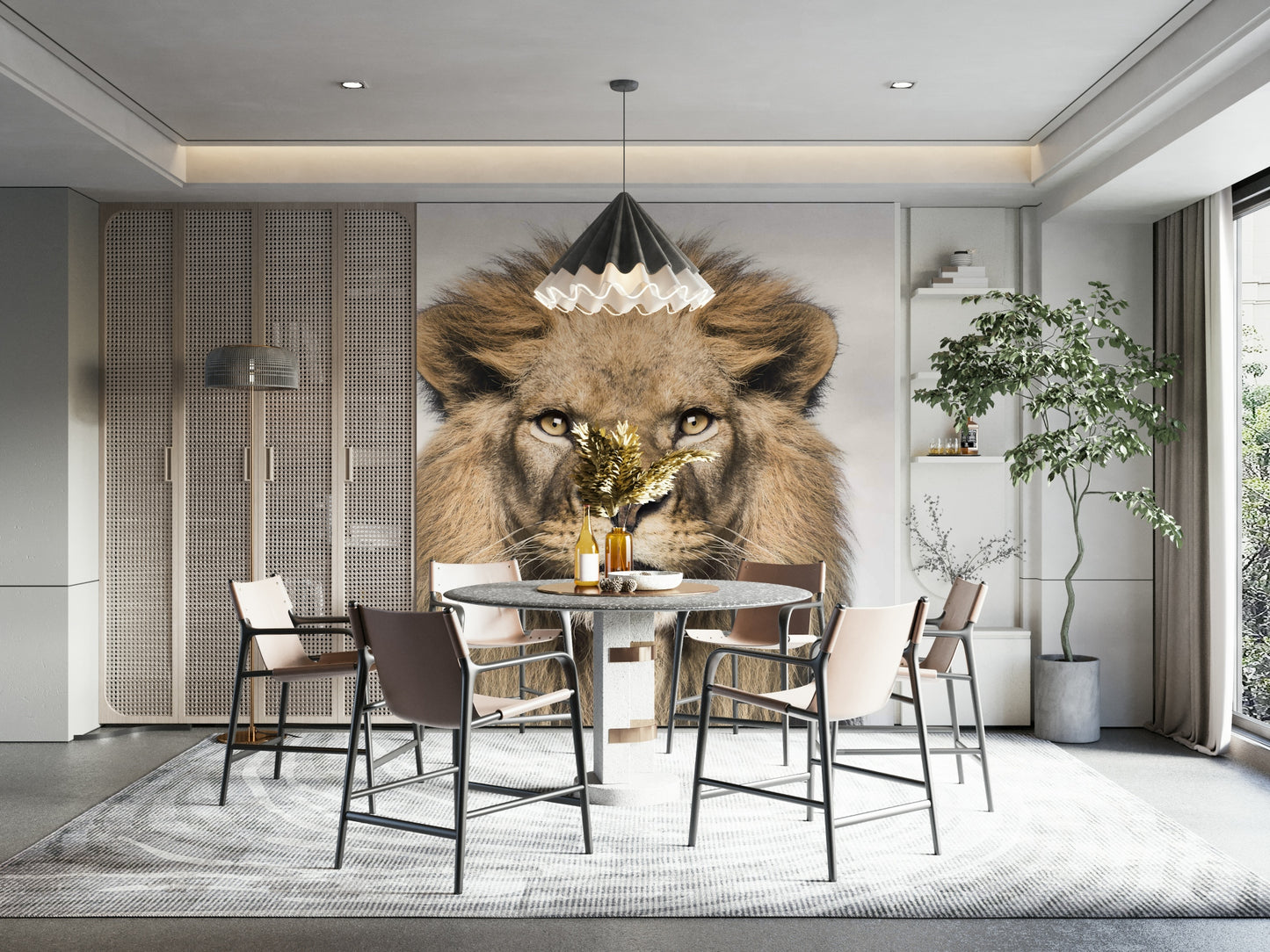 Regal lion portrait wallpaper design

