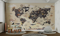 Kids world map wall mural

