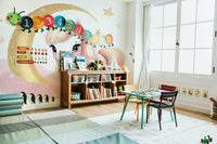 Kids’ room wall titled Little Star Pony cloud scene

