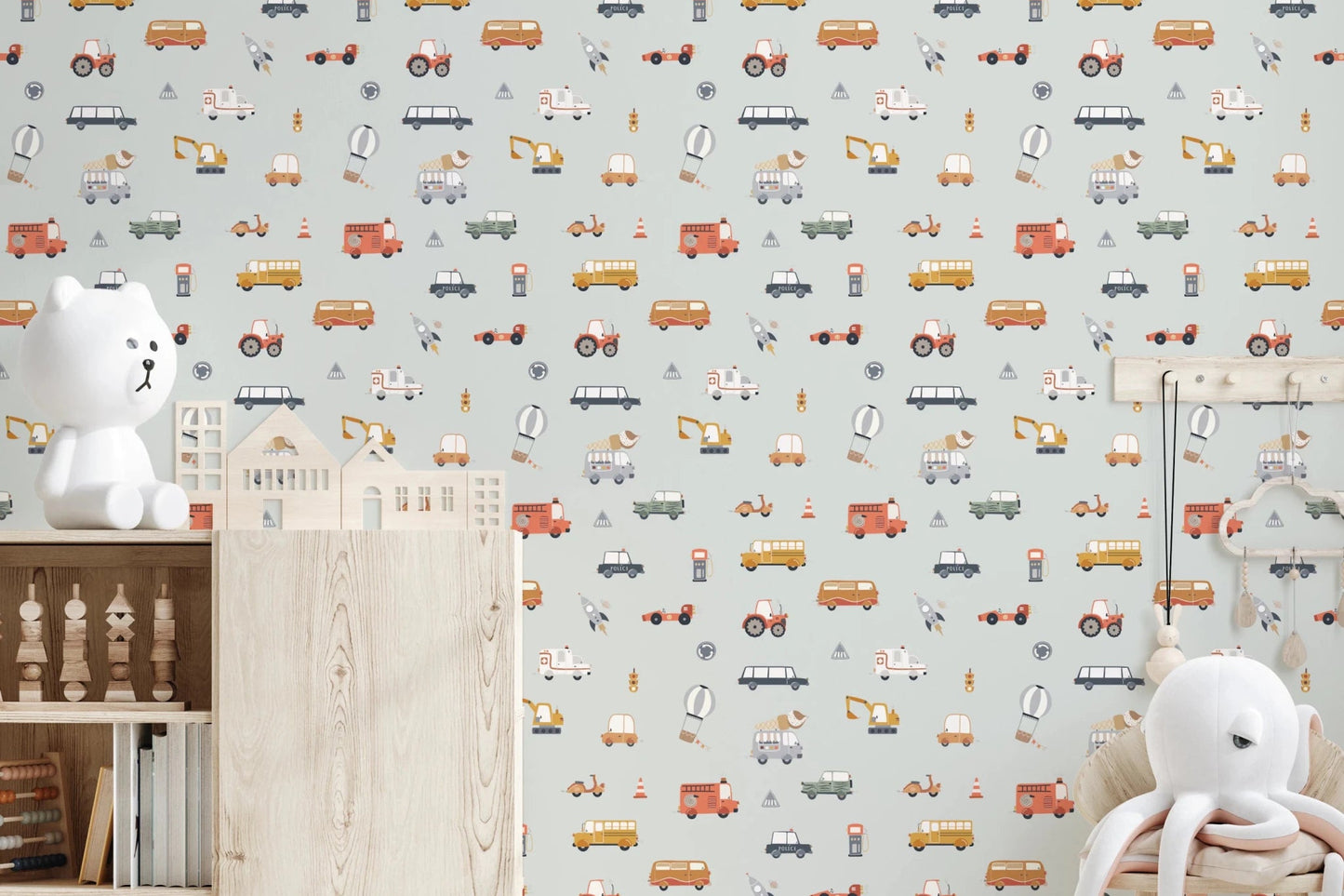 Little Transports in blue Wallpaper⁠