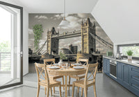 England London Bridge wall mural old-world charm cloudy sky image.