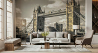 Engraved style London Bridge landmark wallpaper
