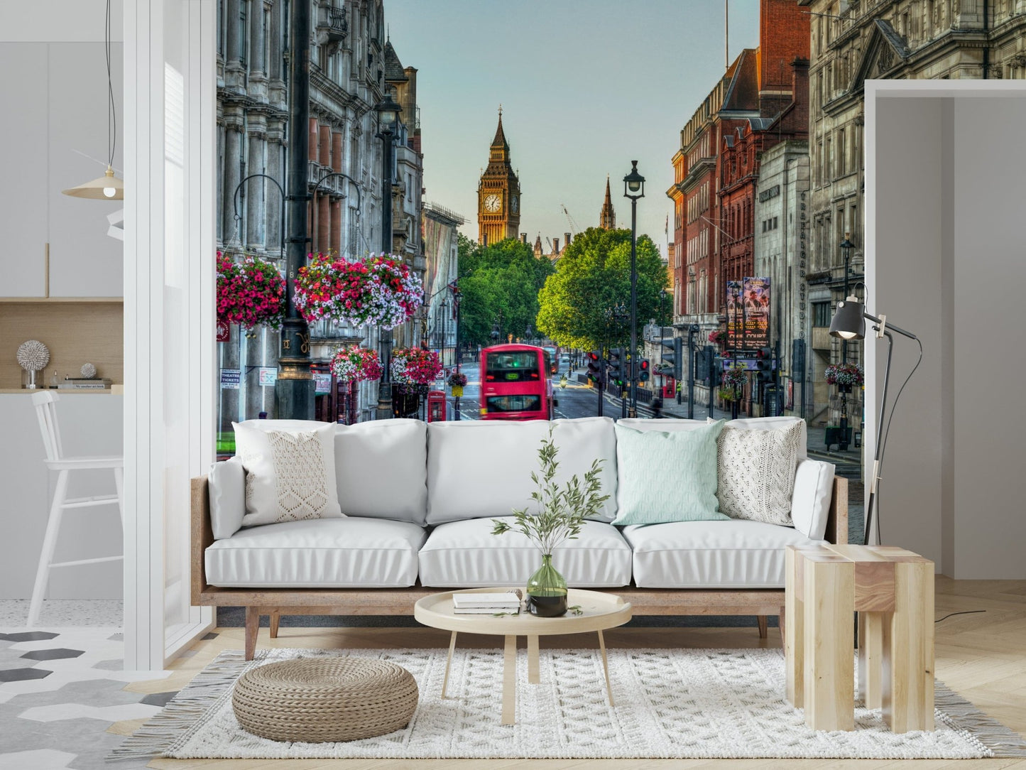 Serene London Calling thoroughfare wallpaper paste clock tower.