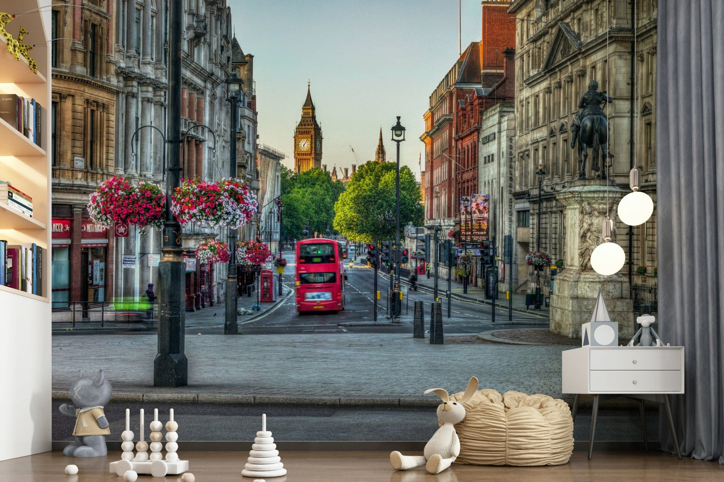 Quirky London Calling metropolis fresco wall treatment telephone booth.