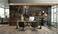 Night view of London Eye on premium peel and stick wallpaper for wall in a modern office.

