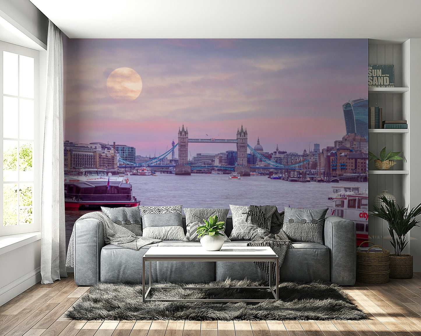 glowing pink and purple sky over the thames

