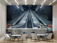 A close-up of the detailed texture in the subway station design.

