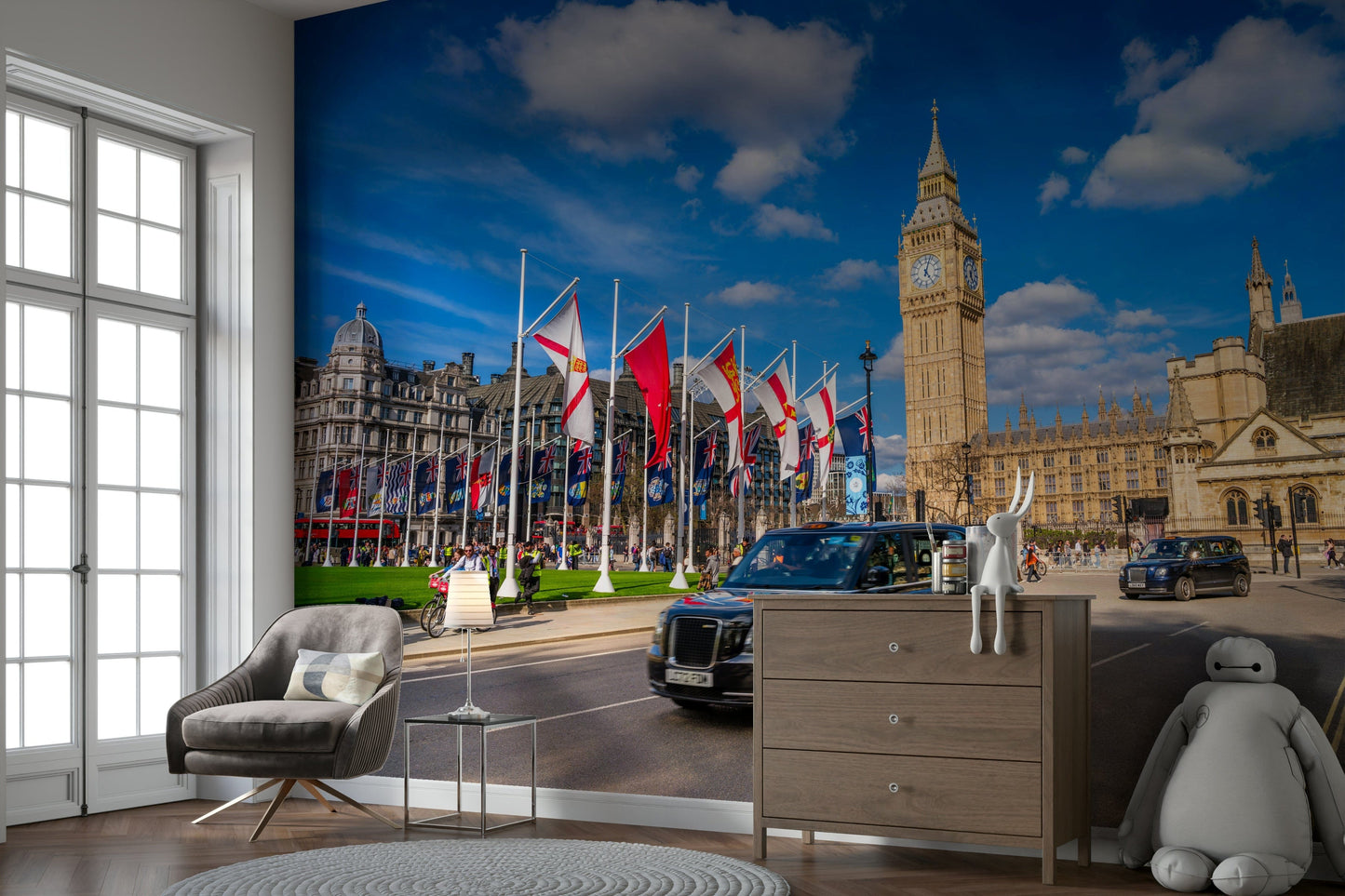 A high-quality print of a classic city scene.

