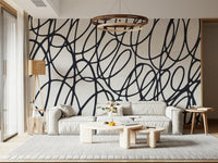 Hand-drawn Loop Lines wallpaper. Intertwined loops creating visual interest. Superb wall décor.