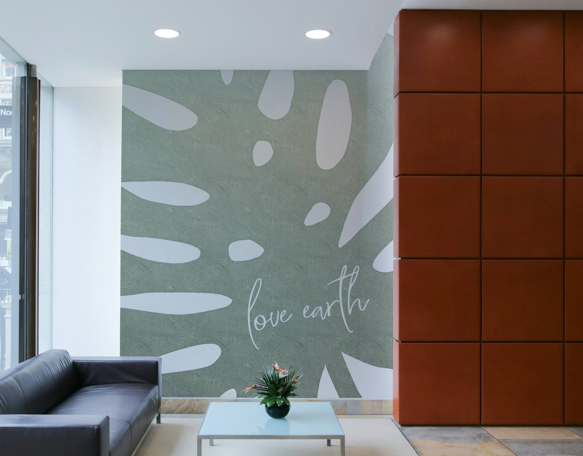 Love Earth wall mural with vibrant green tones

